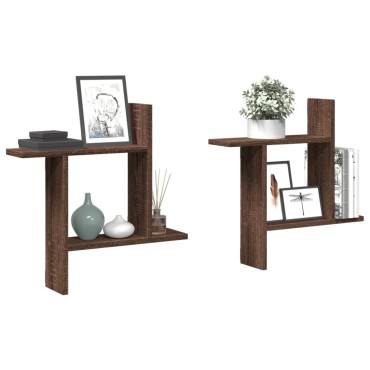 vidaXL Ραφιέρες Τοίχου 2 τεμ. Καφέ Δρυς 50x12x50cm Επεξεργασμένο Ξύλο
