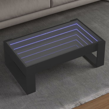 vidaXL Τραπεζάκι Σαλονιού Infinity LED Μαύρο 90x53x30cm 1 τεμ.