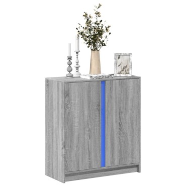 vidaXL Ντουλάπι με Φώτα LED Γκρι Sonoma 77x34x85cm Επεξεργασμένο Ξύλο 1 τεμ.