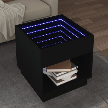 vidaXL Τραπεζάκι Σαλονιού Infinity LED Μαύρο 50x50x50cm 1 τεμ.
