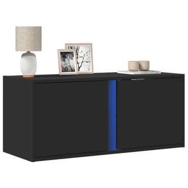 vidaXL Έπιπλο Τοίχου Τηλεόρασης με LED Μαύρο 80x31x35cm