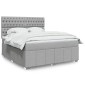 vidaXL Κρεβάτι Boxspring με Στρώμα Ανοιχτό Γκρι 180x200cm Υφασμάτινο 1 τεμ. - Διπλό