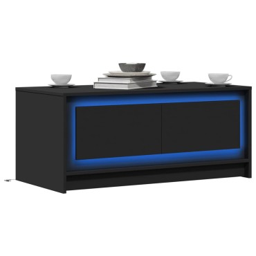 vidaXL Τραπεζάκι Σαλονιού με LED Φώτα Μαύρο από Επεξ. Ξύλο 100x50x43,5cm 1 τεμ.