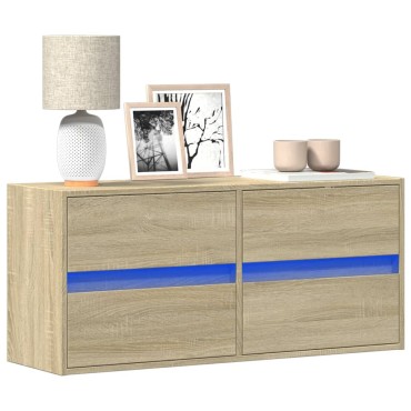 vidaXL Έπιπλο Τοίχου Τηλεόρασης με LED Sonoma Δρυς 100x31x45cm