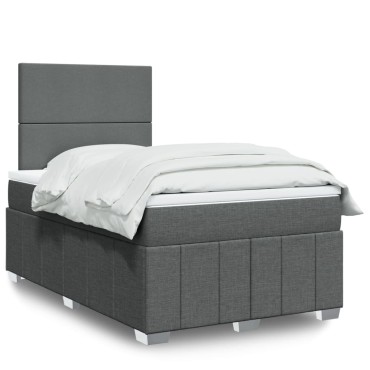 vidaXL Κρεβάτι Boxspring με Στρώμα Σκούρο Γκρι 120x200 εκ. Υφασμάτινο