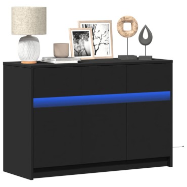 vidaXL Έπιπλο Τηλεόρασης με LED Μαύρο 91x34x61cm από Επεξ. Ξύλο