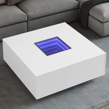 vidaXL Τραπεζάκι Σαλονιού Infinity LED Λευκό 100x100x40cm 1 τεμ.