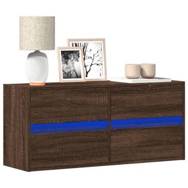 vidaXL Έπιπλο Τοίχου Τηλεόρασης με LED Καφέ Δρυς 100x31x45cm