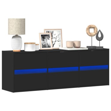vidaXL Έπιπλο Τοίχου Τηλεόρασης με LED Μαύρο 130x31x45cm