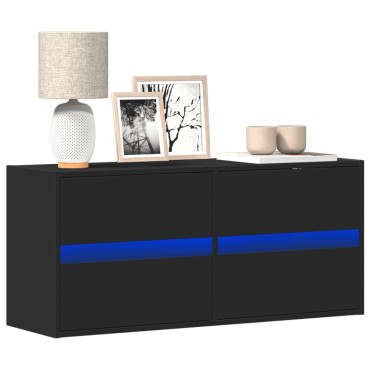 vidaXL Έπιπλο Τοίχου Τηλεόρασης με LED Μαύρο 100x31x45cm