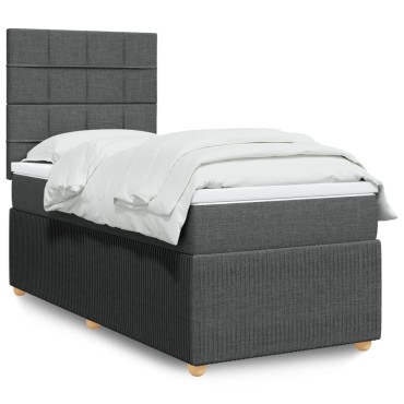 vidaXL Κρεβάτι Boxspring με Στρώμα Σκούρο Γκρι 80x200 εκ. Υφασμάτινο