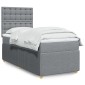 vidaXL Κρεβάτι Boxspring με Στρώμα Ανοιχτό Γκρι 90x200cm Υφασμάτινο 1 τεμ. - Μονό