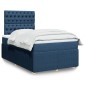 vidaXL Κρεβάτι Boxspring με Στρώμα Μπλε 120x200cm Υφασμάτινο 1 τεμ. - Μονό