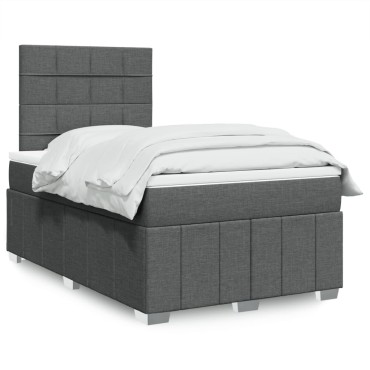 vidaXL Κρεβάτι Boxspring με Στρώμα Σκούρο Γκρι 120x200 εκ. Υφασμάτινο