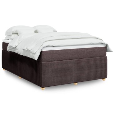 vidaXL Κρεβάτι Boxspring με Στρώμα Σκούρο Καφέ 140x200 εκ Υφασμάτινο