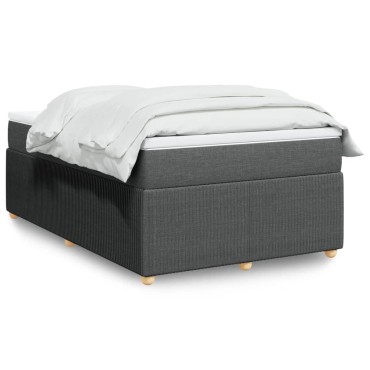 vidaXL Κρεβάτι Boxspring με Στρώμα Σκούρο Γκρι 120x200 εκ. Υφασμάτινο
