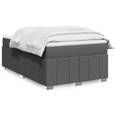 vidaXL Κρεβάτι Boxspring με Στρώμα Σκούρο Γκρι 120x200 εκ. Υφασμάτινο