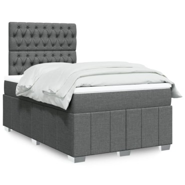 vidaXL Κρεβάτι Boxspring με Στρώμα Σκούρο Γκρι 120x200 εκ. Υφασμάτινο