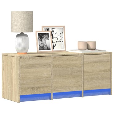 vidaXL Έπιπλο Τηλεόρασης με LED Sonoma Δρυς 97x34x40cm Επεξ. Ξύλο