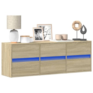 vidaXL Έπιπλο Τοίχου Τηλεόρασης με LED Sonoma Δρυς 130x31x45cm