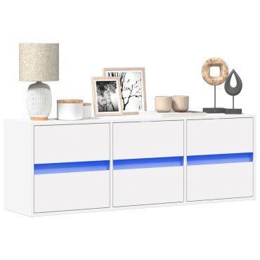 vidaXL Έπιπλο Τοίχου Τηλεόρασης με LED Λευκό 130x31x45cm
