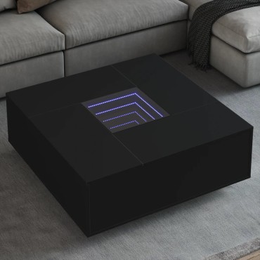 vidaXL Τραπεζάκι Σαλονιού Infinity LED Μαύρο 100x100x40cm 1 τεμ.