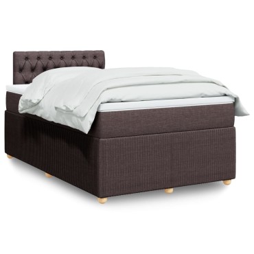 vidaXL Κρεβάτι Boxspring με Στρώμα Σκούρο Καφέ 120x200 εκ. Υφασμάτινο