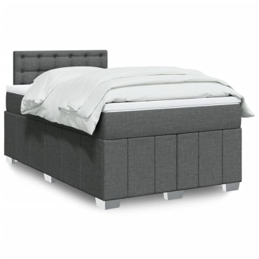 vidaXL Κρεβάτι Boxspring με Στρώμα Σκούρο Γκρι 120x200 εκ. Υφασμάτινο