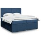 vidaXL Κρεβάτι Boxspring με Στρώμα Μπλε 200x200 εκ. Υφασμάτινο
