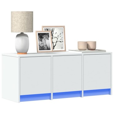 vidaXL Έπιπλο Τηλεόρασης με LED Λευκό 97x34x40cm από Επεξ. Ξύλο
