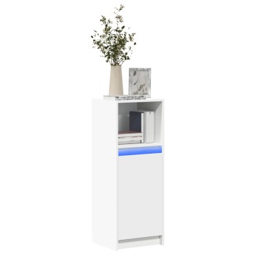 vidaXL Μπουφές με Φώτα LED Λευκός 38x34x100cm από Επεξεργασμένο Ξύλο 1 τεμ.