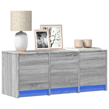vidaXL Έπιπλο Τηλεόρασης με LED Γκρι Sonoma 97x34x40cm Επεξ. Ξύλο