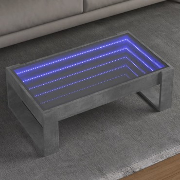 vidaXL Τραπεζάκι Σαλονιού Άπειρο Φως LED Γκρι Σκυροδέματος 90x53x30cm 1 τεμ.