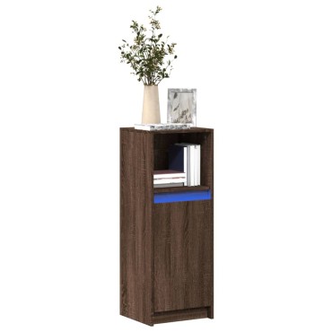vidaXL Ντουλάπι με Φώτα LED Καφέ Δρυς 38x34x100cm Επεξεργασμένο Ξύλο 1 τεμ.