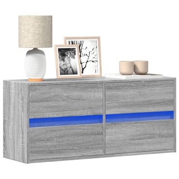 vidaXL Έπιπλο Τοίχου Τηλεόρασης με LED Γκρι Sonoma 100x31x45cm