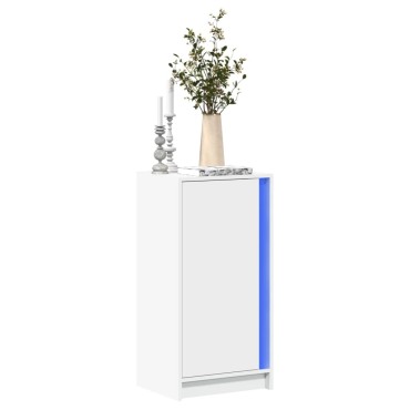 vidaXL Μπουφές με Φώτα LED Λευκός 42,5x34x85cm από Επεξεργασμένο Ξύλο 1 τεμ.