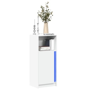 vidaXL Μπουφές με Φώτα LED Λευκός 42,5x34x100cm Επεξεργασμένο Ξύλο 1 τεμ.