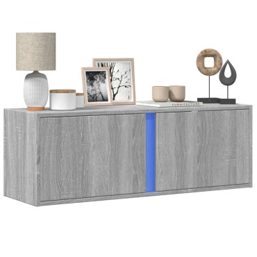 vidaXL Έπιπλο Τοίχου Τηλεόρασης με LED Γκρι Sonoma 100x31x35cm