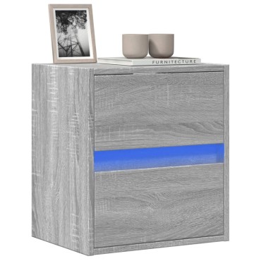 vidaXL Έπιπλο Τοίχου Τηλεόρασης με LED Γκρι Sonoma 41x31x45cm