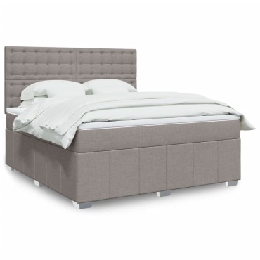 vidaXL Κρεβάτι Boxspring με Στρώμα Taupe 180x200 εκ. Υφασμάτινο