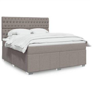 vidaXL Κρεβάτι Boxspring με Στρώμα Taupe 180x200 εκ. Υφασμάτινο