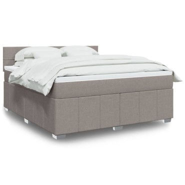 vidaXL Κρεβάτι Boxspring με Στρώμα Taupe 180x200 εκ. Υφασμάτινο