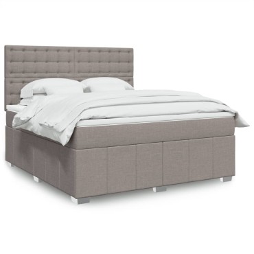 vidaXL Κρεβάτι Boxspring με Στρώμα Taupe 180x200 εκ. Υφασμάτινο