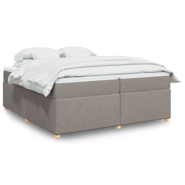 vidaXL Κρεβάτι Boxspring με Στρώμα Taupe 200x200cm Υφασμάτινο 1 τεμ. - Διπλό