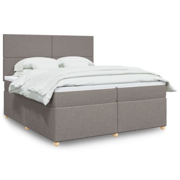 vidaXL Κρεβάτι Boxspring με Στρώμα Taupe 200x200cm Υφασμάτινο 1 τεμ. - Διπλό