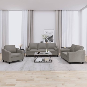 vidaXL Σετ Σαλονιού 3 τεμ. Taupe από Ύφασμα 78x77x80cm  Διθέσιος Τριθέσιος