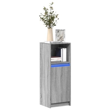 vidaXL Ντουλάπι με Φώτα LED Γκρι Sonoma 38x34x100cm Επεξεργασμένο Ξύλο 1 τεμ.