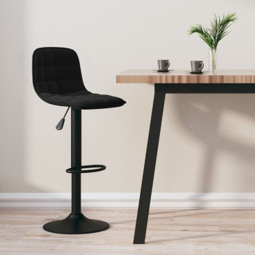 vidaXL Σκαμπό Μπαρ Μαύρο Βελούδινο 42,5x45x(84-105)cm 1 τεμ.