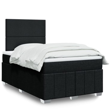 vidaXL Κρεβάτι Boxspring με Στρώμα Μαύρο 120x200 εκ. Υφασμάτινο