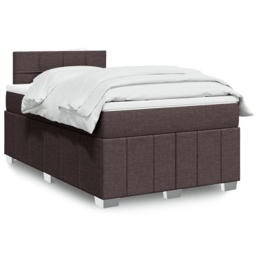 vidaXL Κρεβάτι Boxspring με Στρώμα Σκούρο Καφέ 120x200 εκ. Υφασμάτινο